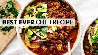 BEST EVER CHILI RECIPE  an easy beef chili bursting with flavor [upl. by Jessika]