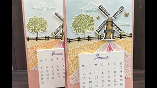 Tischkalender basteln mit Produktpaket Tulip Fields u dem Stempelset kreative Tage von Stampin‘ Up [upl. by Aivull97]