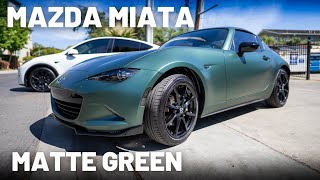 MATTE GREEN 2021 Mazda Miata RF  Vinyl Wrap  3M 2080 Matte Metallic Pine Green [upl. by Aicilat]