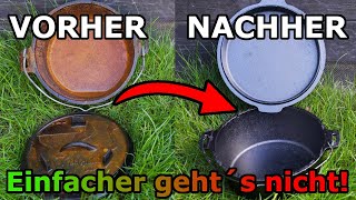 WIE NEU Dutch Oven Rost entfernen  3 Schritte Anleitung [upl. by Karlie]