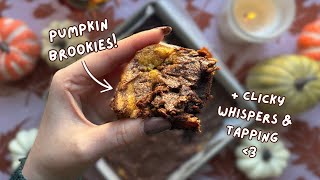 ASMR Baking Yummy Pumpkin Brookies 🧡 whispering tapping baking sounds [upl. by Gardel]