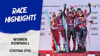 Venier wins crazy race in Cortina as Shiffrin crashes out  Audi FIS Alpine World Cup 2324 [upl. by Anastas]