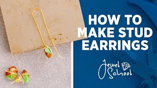 How to Make Simple Stud Earrings  Jewelry 101 [upl. by Eniffit870]