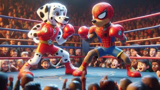 Paw Patrol Ultimate Rescue  SpiderMan Chase vs Iron Man Marshall In The Ring Who Will Win [upl. by Eatnahc973]