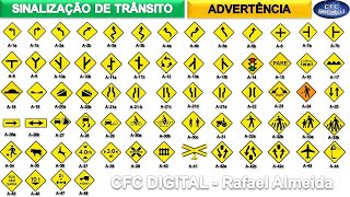 Sinalização de Trânsito  Placas de Advertência e seus significados [upl. by Leahcam624]