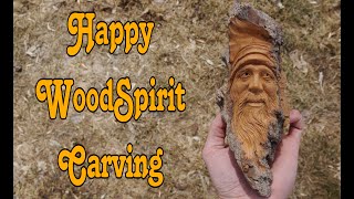 Simple Happy Wood Spirit Wood Carving in Just One Hour [upl. by Ocin]