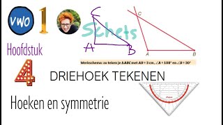 Driehoek met geodriehoek tekenen Hoe teken je een driehoek met graden Driehoek tekenen [upl. by Pages]