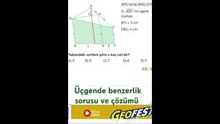 Üçgende benzerlik sorusu ve çözümü [upl. by Elke683]