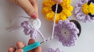 How to crochet popcorn stitch hair tie flower DIY tutorial crochetforbeginners creativegummi [upl. by Oinesra]