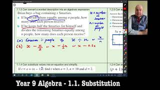 Year 9 Maths Algebra Revision  11 Substitution Part 3 [upl. by Zetes]