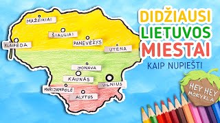 Hey Hey Mokykla DIDŽIAUSI LIETUVOS MIESTAI TOP10 Žaidimas Didžiausių Lietuvos miestų žemėlapis [upl. by Isadora]