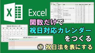 【EXCEL】関数だけで祝日対応カレンダーを作る ①祝日法を表にする [upl. by Eibob]