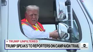 Trump pulls up in a garbage truck after Biden calls Americans GARBAGE [upl. by Cresa]