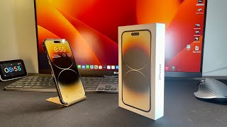 iPhone 14 Pro Max GOLD Unboxing  Apple silicone Product red case Baseus screen protector install [upl. by Attela]