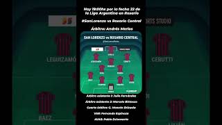 Hoy 1900hs en Santiago del Estero SanLorenzo vs Central Córdoba Árbitro Pablo Echavarría [upl. by Cullin]