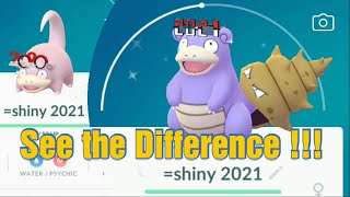 Comparision  Evolve 2021 Shiny Slowpoke vs Normal into Slowbro [upl. by Ecirtaeb113]