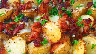 Roasted Potatoes Recipe  Roasted Baby Potatoes with Herbs  Bacon amp Cheese  HomeFood LIFE [upl. by Tabitha]