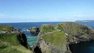 National Trusts famous Carrick a Rede Rope Bridge Ballintoy Antrim Coast Northern Ireland [upl. by Jilli]