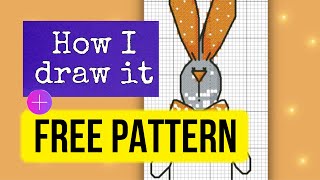 Free printable cross stitch patterns with rabbit How I draw it Free embroidery designs Shorts [upl. by Mason]