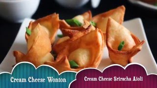 Cream Cheese Wonton  Sriracha Cream Cheese Aioli [upl. by Rolyab]