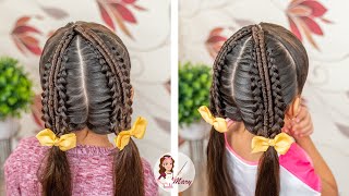 TRENZA INFINITA SOBRE TRENZAS POSTIZAS HEMOSO PEINADO PARA NIÑAS [upl. by Clorinde924]