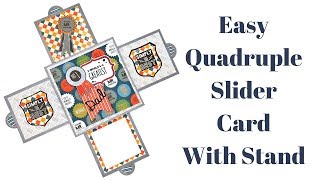 Quadruple Slider Card  4 Sided Slider Card With Stand [upl. by Odareg482]