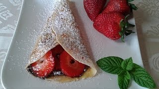 Crepes con nutella e fragoleRICETTA PERFETTA FACILISSIME e VELOCI [upl. by Gemina893]