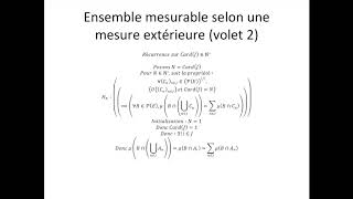 Théorie de la mesure partie 17  Ensemble mesurable selon une mesure extérieure volet 2 [upl. by Elgna]