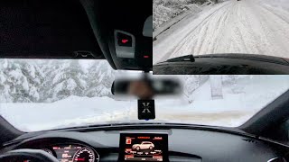 Audi A6 allroad 30 BiTDI 320 hp quattro Driving in Deep Snow on Mountain Road  4K [upl. by Harpole670]