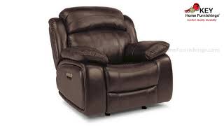 Flexsteel Como Leather Power Gliding Recliner 1409 54P  KEY Home [upl. by Latrena985]