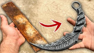 Forging Stunning Damascus Karambit Knife🔥 [upl. by Lebasiram695]