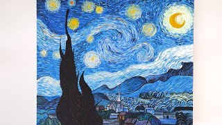 how to paint starry night in acrylic  tutorial and timelapse [upl. by Oravla]