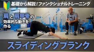 【基礎から解説】ファンクショナルトレーニング「スライディングプランク」動きの中で体幹の安定性を高めながら肩甲骨・上腕の効率的な動きを学習する！ [upl. by Aitahs]