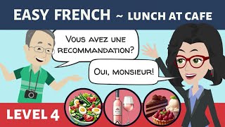 Learn Beginner French  Ordering lunch at restaurant Level 4 ANDROID APP NOW AVAILABLE Link below [upl. by Atinev340]