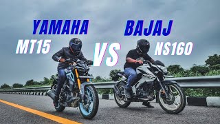 Bajaj Pulsar NS160 Bs6 Vs 2023 Yamaha MT15 20 Long RACE  Ksc Vlogs [upl. by Schaffer]