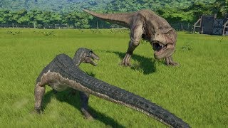 BaryonyxModified VS TRex Indominus Rex Spinosaurus Indoraptor Giga  Jurassic World Evolution [upl. by Atterrol401]