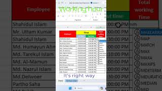 working hours calculation in excelshorts [upl. by Akyre303]