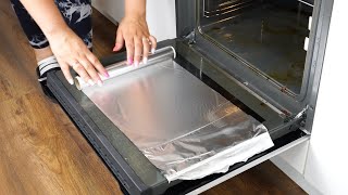 Wrap a dirty oven in foil After 2 hours all burns will disappear [upl. by Enwahs]