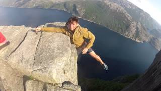 Free Hanging from Preikestolen norway Pulpit Rock Norway GOPRO [upl. by Any795]