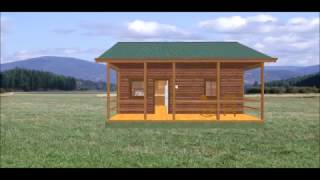 Conestoga Log Cabin Kit Tour  Bear Creek 24x17 Model with 1 BR  1 BA  408 SQF [upl. by Ainehs]