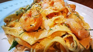 Mouthwatering Shrimp alfredo pasta  الذ وأسهل معكرونة بسمك الربيان على طريقة أشهر المطاعم [upl. by Ekihc942]