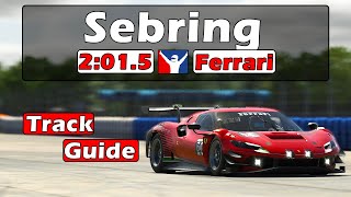 iRacing Ferrari 296 GT3 Challenge  Sebring Track Guide  2015  2024 Season 1 [upl. by Siocnarf]