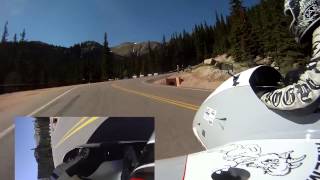 Pikes Peak FULL RACE RUN and Side Car Motorcycle CRASH  Johnny Kilmore and Gina Marie [upl. by Luigino]