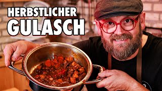 Gulasch kochen 🔪🔥 Herbstliche Variante mit Kürbis [upl. by Pasco]