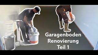 Garagenbodenrenovierung Teil 1  grundieren  nivellieren mit Fließestrich  Baustelle VLOG DIY [upl. by Fleeman]