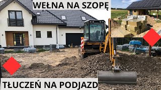 Podjazd z kostki brukowej i ocieplenie szopy wełną [upl. by Wardieu]