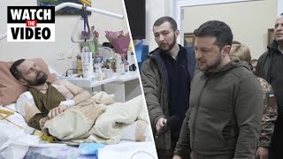 Zelensky visits wounded troops at military hospital [upl. by Otrebogir478]