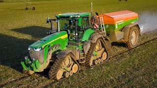 XXL ÉPANDAGE DENGRAIS 2022 avec TONIO en JOHN DEERE 8RX ravitaillé par le TRANSBORDEUR PERARD 20TH [upl. by Elsey]