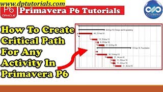 How To Create Critical Path For Any Activity In Primavera P6  Primavera Tips  dptutorials [upl. by Denney]