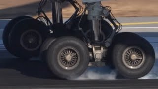 Finnair A350 Under carriage Landing Gear closeup burning rubber Slow Motion [upl. by Carla]